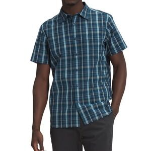 Men’s The North Face Plaid Short Sleeve Hammetts Button Down Blue Gray Size XL